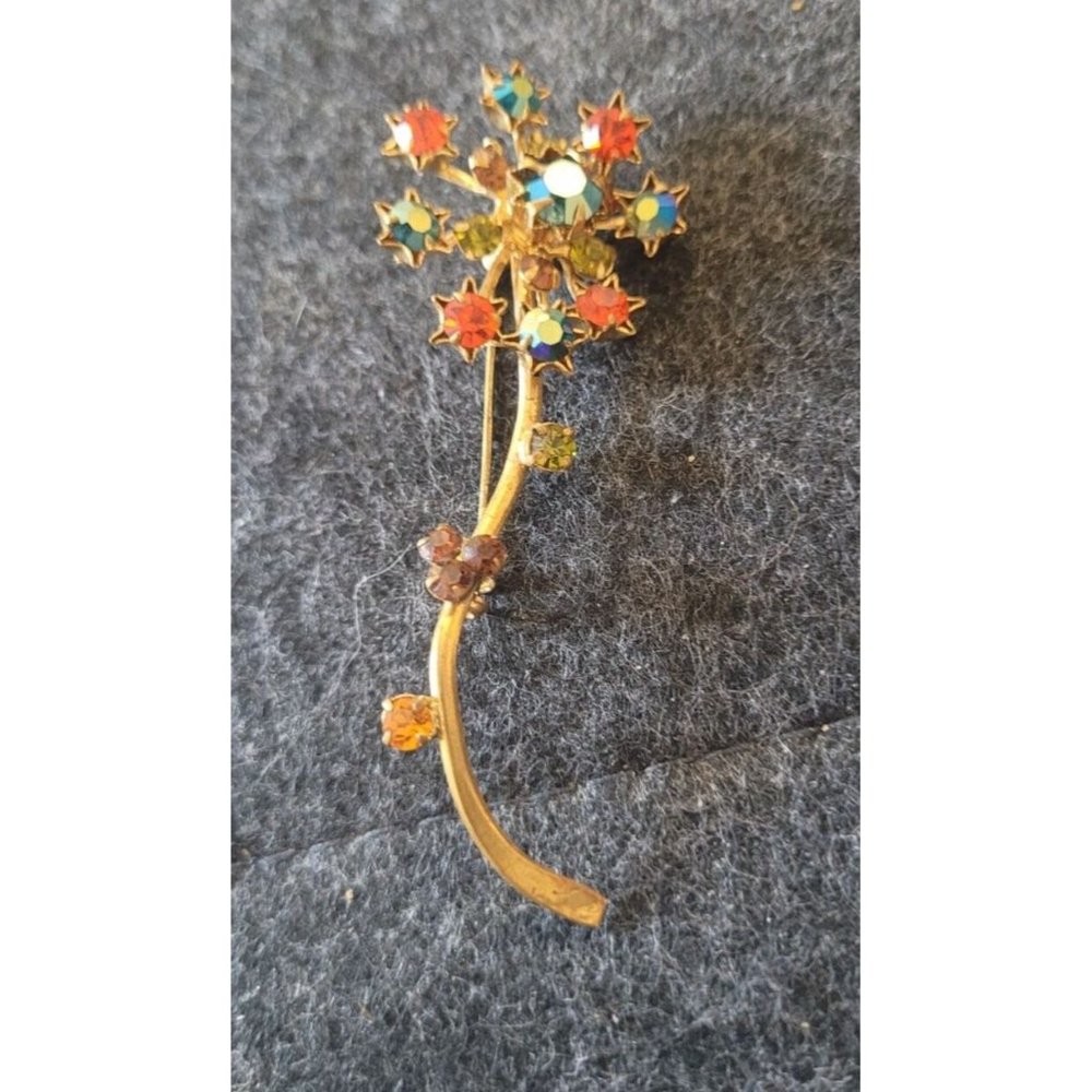 VTG Austrian Crystal Colorful Dandelion Firework Brooch Estate
